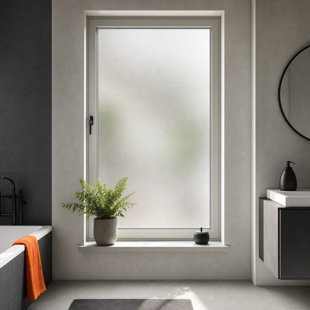 Milchglasfolie frosted als Sichtschutz am Badfenster