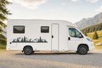 Seitenaufkleber „Wald mit Hirsch“ in Anthrazit am Wohnmobil
