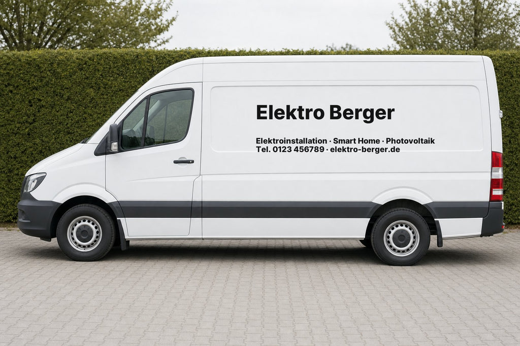 Transporter mit geplotteter Beschriftung, Beispiel Elektriker