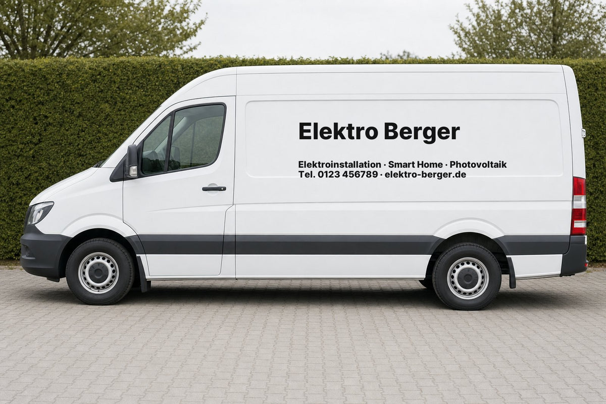Transporter mit geplotteter Beschriftung, Beispiel Elektriker