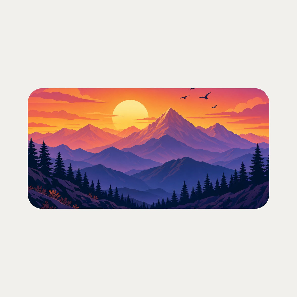 Heck-Aufkleber Sonnenuntergang über Bergen, Motiv
