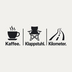 Wohnmobil-Aufkleber „Kaffee. Klappstuhl. Kilometer.“, Motiv
