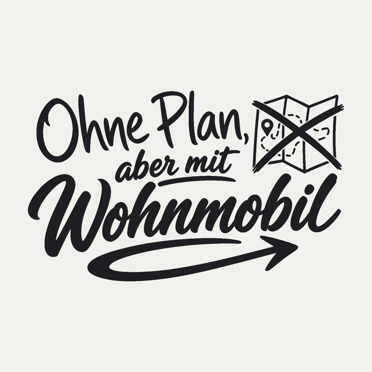 Wohnmobil-Aufkleber „Ohne Plan, aber mit Wohnmobil“, Motiv