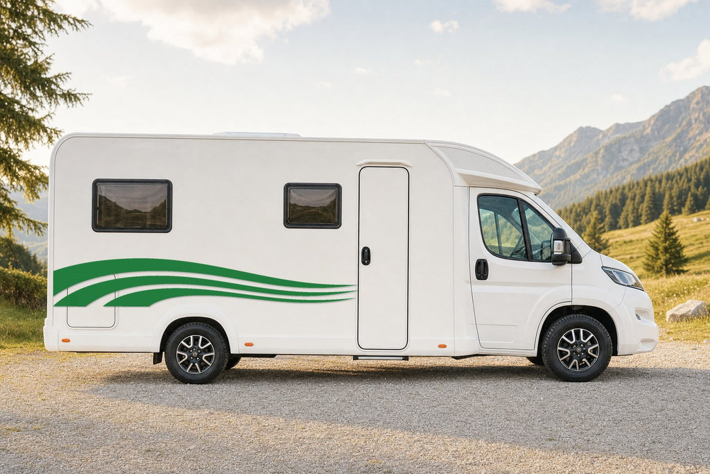 Dekorstreifen-Set „Welle“ fürs Wohnmobil in Grün am Wohnmobil