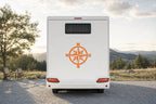 Kompass-Aufkleber Windrose fürs Wohnmobil in Orange am Wohnmobil
