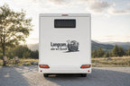 Wohnmobil-Aufkleber „Langsam, aber mit Aussicht“ in Anthrazit am Wohnmobil