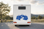 Berge-Aufkleber „Bergbach“ fürs Wohnmobil in Blau am Wohnmobil