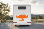 Berge-Aufkleber „Bergsee“ fürs Wohnmobil in Orange am Wohnmobil