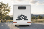 Berge-Aufkleber „Berghütte“ fürs Wohnmobil in Anthrazit am Wohnmobil