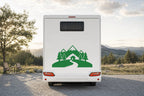 Berge-Aufkleber „Berghütte“ fürs Wohnmobil in Grün am Wohnmobil