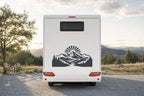 Berge-Aufkleber „Sonnenaufgang“ fürs Wohnmobil in Anthrazit am Wohnmobil