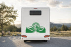 Berge-Aufkleber „Sonnenaufgang“ fürs Wohnmobil in Grün am Wohnmobil