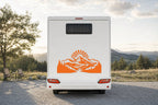 Berge-Aufkleber „Sonnenaufgang“ fürs Wohnmobil in Orange am Wohnmobil
