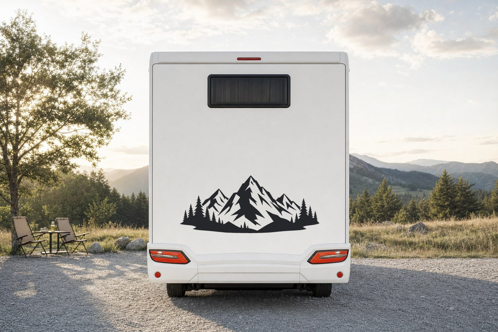 Berge-Aufkleber Alpenpanorama fürs Wohnmobil am Wohnmobil