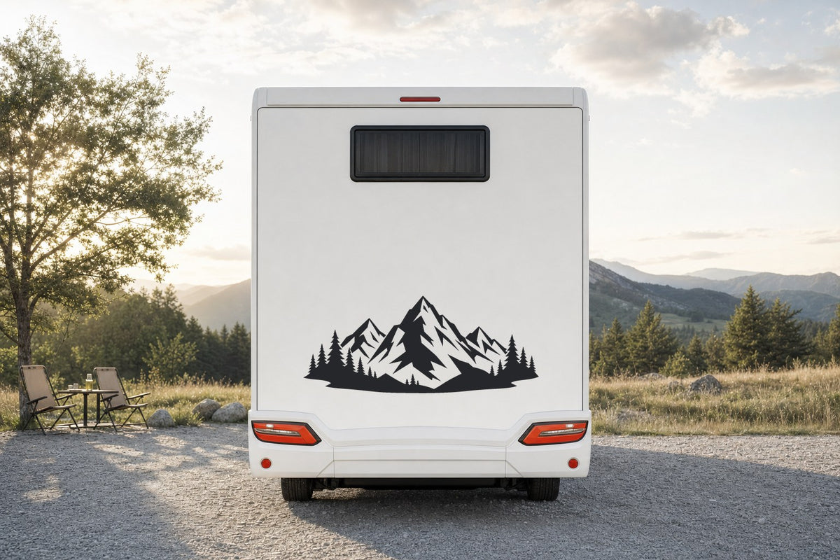 Berge-Aufkleber Alpenpanorama fürs Wohnmobil am Wohnmobil