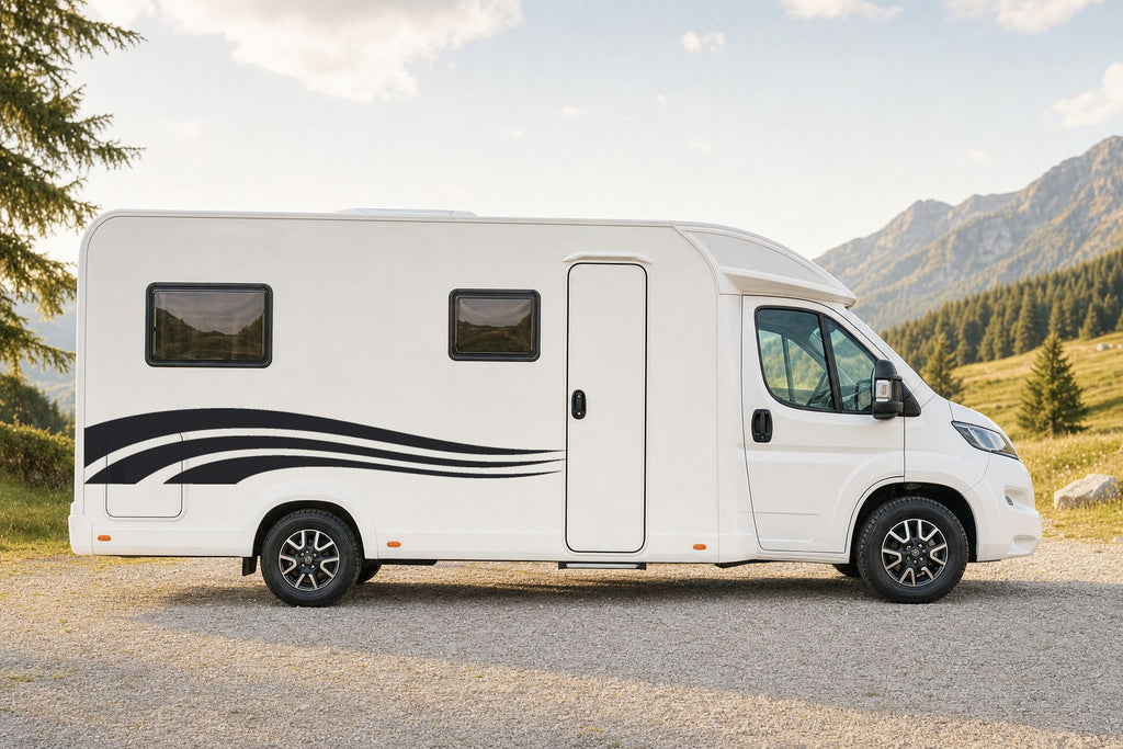 Dekorstreifen-Set „Welle“ fürs Wohnmobil am Wohnmobil