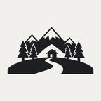 Berge-Aufkleber „Berghütte“ fürs Wohnmobil, Motiv