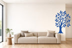 Wandtattoo Baum mit Vögeln in Blau an der Wand