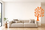 Wandtattoo Baum mit Vögeln in Orange an der Wand