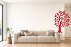 Wandtattoo Baum mit Vögeln in Rot an der Wand