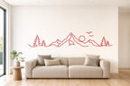 Wandtattoo Berge als Linie in Rot an der Wand