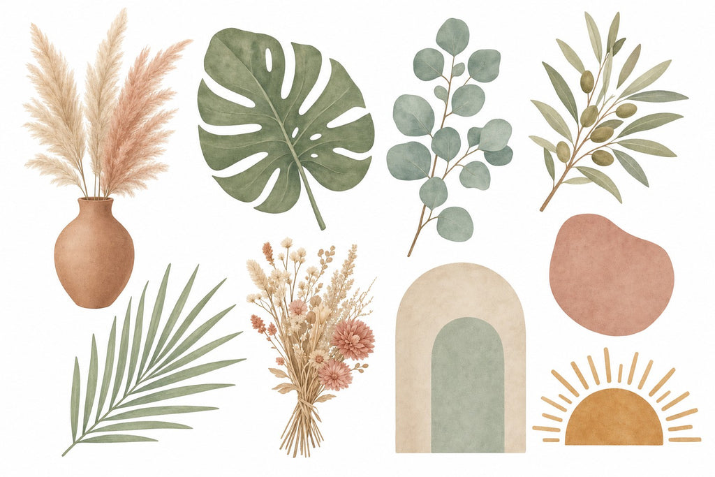 Wandsticker-Set Boho Pflanzen, alle Motive