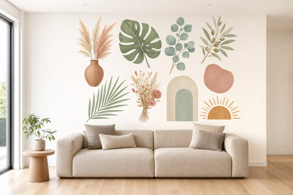 Wandsticker-Set Boho Pflanzen an der Wand