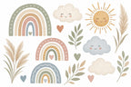 Wandsticker-Set Boho Regenbogen fürs Kinderzimmer, alle Motive