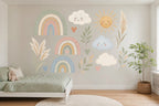 Wandsticker-Set Boho Regenbogen fürs Kinderzimmer an der Wand