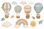 Wandsticker-Set Heißluftballons fürs Kinderzimmer mit Tieren, alle Motive