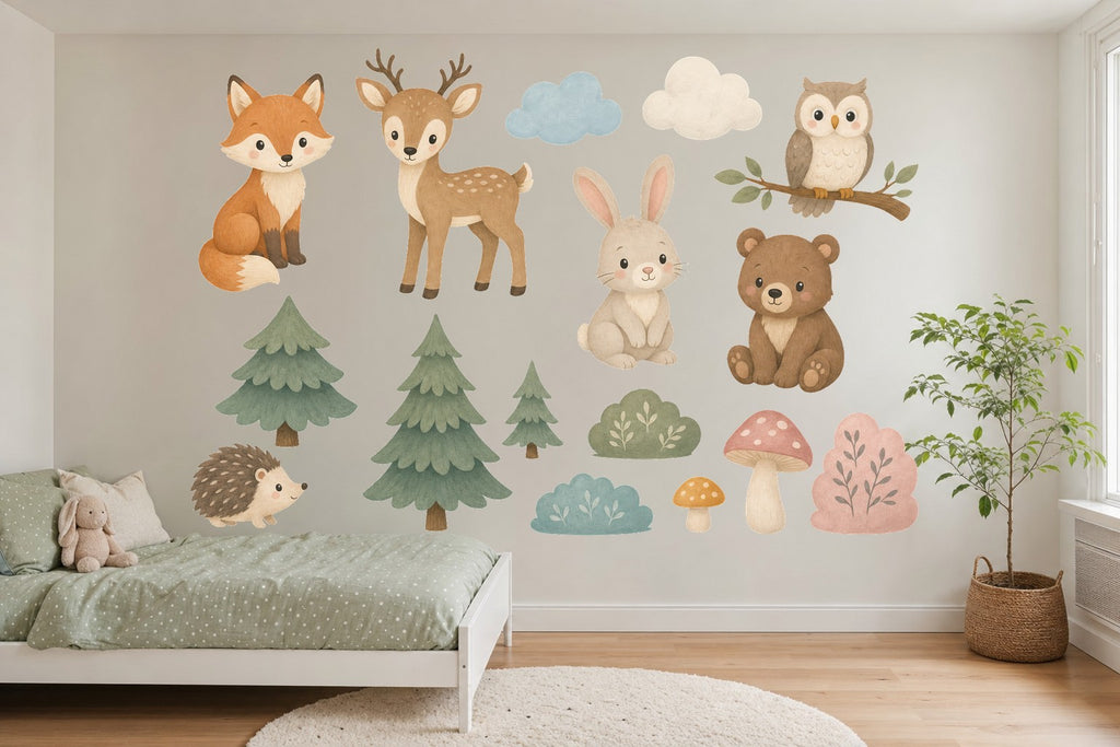 Wandsticker-Set Waldtiere fürs Kinderzimmer an der Wand