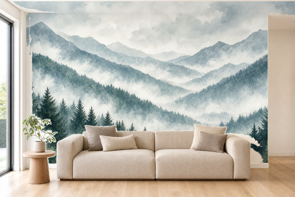 Fototapete Nebelwald im Wohnzimmer
